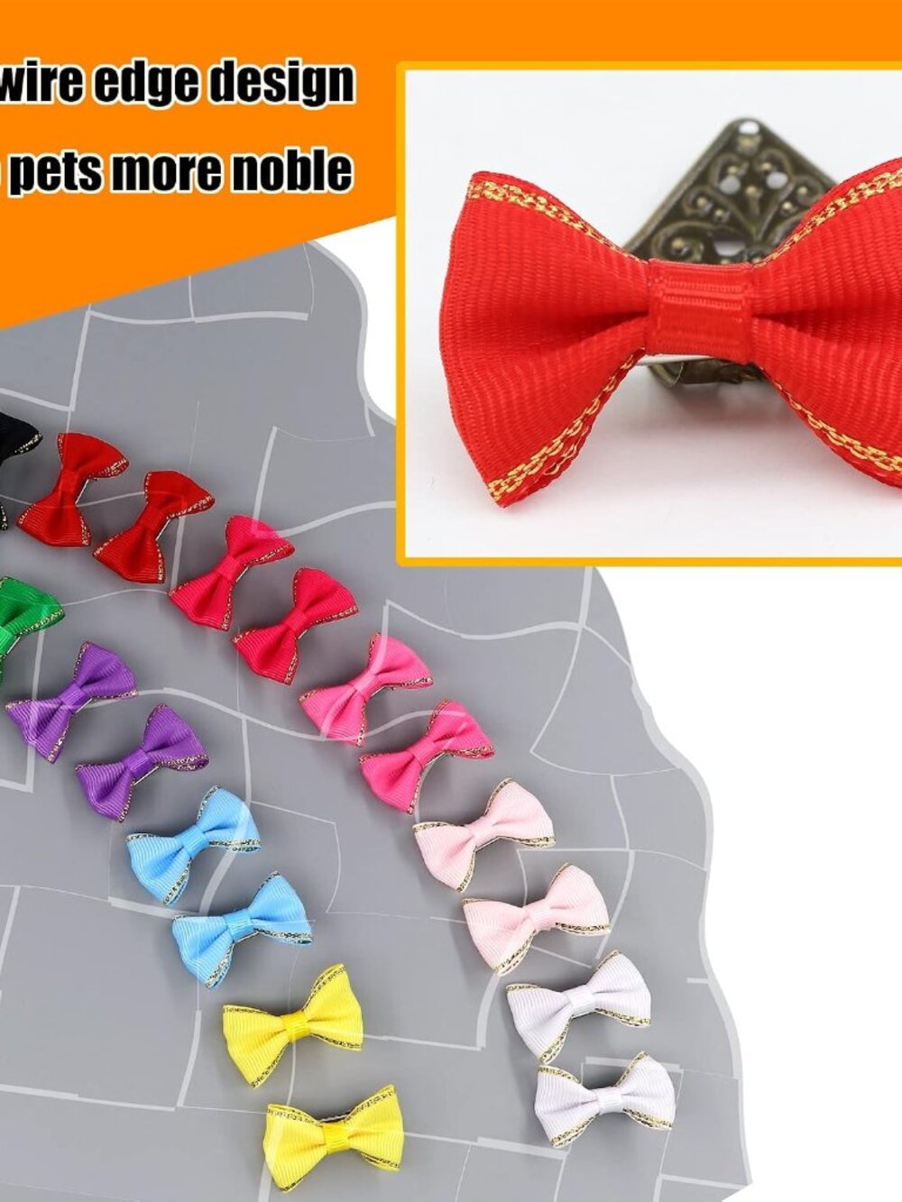 60PCS 30 Paris Cute Puppy Dog Small Bowknot Hair Bows with Metal Clips Handmade - Picture 6 of 6
